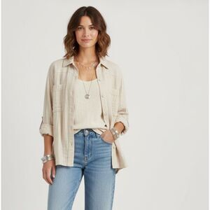 Calme by Johnny Was Button Down Shirt Shacket Double Pocket Top Size Small NWOT